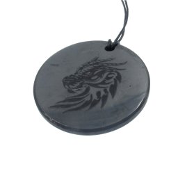 Gravírozott Shungit / Sungit medál sárkányfej