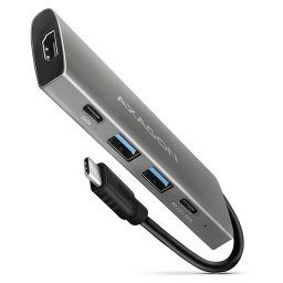 AXAGON HMC-5G2, USB 10Gbps hub, portok 2x USB-A, 2x USB-C, HDMI 4k/60, PD 100W, USB-C kábel 13cm