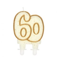 Tortagyertya, 60-as, fehér, arany szegéllyel