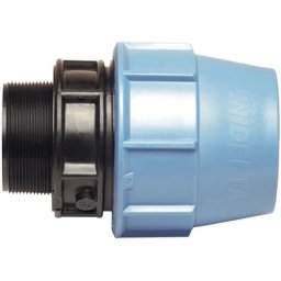 KPE átmenet KM 20mm x 3/4' - Külső menetes csatlakozó, kék színben