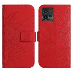 ART SUN FLOWER Pénztárca tok szíjjal Motorola Moto G72 piros
