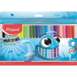 MAPED Filctoll készlet, 2 mm, kimosható, MAPED "Color'Peps Ocean", 24 különböző szín