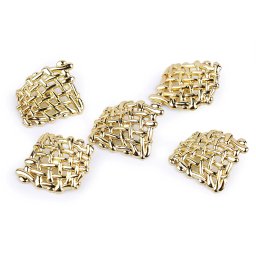Fém dekor füles gomb, fonott, 30 x 33mm, 5db, 120801, arany