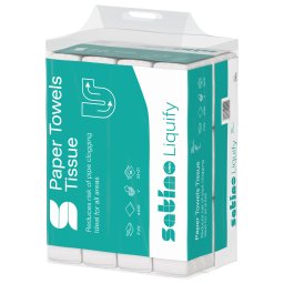 Satino Wepa Liquify V hajtogatott kéztörlő 2 rétegű, cellulóz 24x21 cm 12x336lap/zsák (4032 lap)