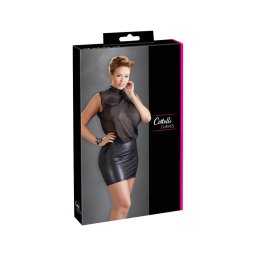 Cottelli Plus Size - fényes sifon szexi ruha nőknek (fekete)