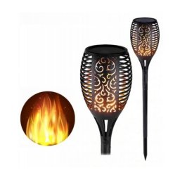 Kerti napelemes lámpa, fáklya alakú 12 LED, 51 cm
