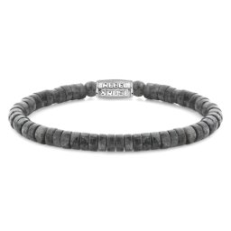 Rebel and Rose -Szürke csábítás szeletek féldrágaköves karkötő, unisex divatékszer - (RR-60094-S-M)
