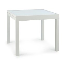 Blumfeldt Pamplona extension, kerti asztal, 180 x 83 cm max., alumínium, üveg, fehér (GDMB8-Pamplona-2)