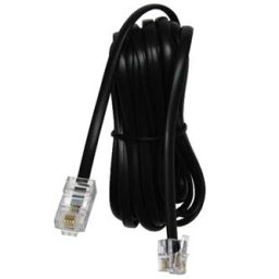 Telefonkábel 4 eres, RJ11 hím - RJ45 hím, 3 m, lapos, fekete, ADSL modemhez, economy