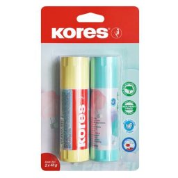 KORES Ragasztóstift, pasztell színű tokban, 2x40 g, KORES, vegyes színek