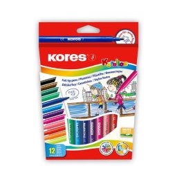 KORES Filctoll készlet, kimosható, KORES "Korellos", 12 különböző szín