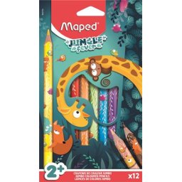 MAPED Színes ceruza készlet, vastag, MAPED "Jungle Fever", 12 különböző szín