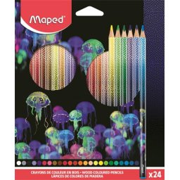 MAPED Színes ceruza készlet, háromszögletű, MAPED "Deepsea Paradise", 24 különböző szín