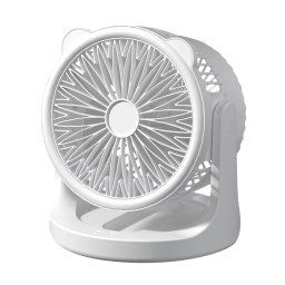 Hordozható asztali akkumulátoros ventilátor LED világítással 360° forgatható fejjel - Választható színben (00173)