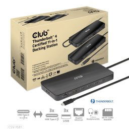 Club3D dokkolóállomás USB-C 11v1, 2xDP, 3xUSB-C, 3xUSB, 1xRJ45, SD kártyaolvasó, fekete színben