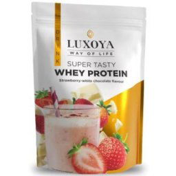 Luxoya Whey Protein Eper-Fehér csoki fehérje italpor zacskós - 450g