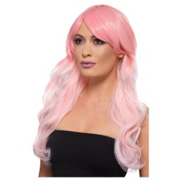 Hosszú pink paróka.