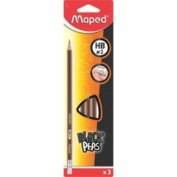 MAPED Grafitceruza radírral, HB, háromszögletű, MAPED "Black'Peps"