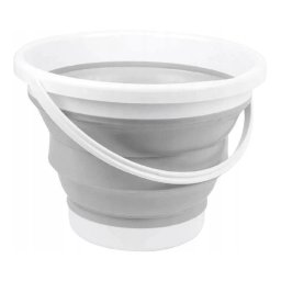 Összecsukható szilikon vödör fogantyúval 10l, Narancs-Fehér - 30x24 cm (22-9607)