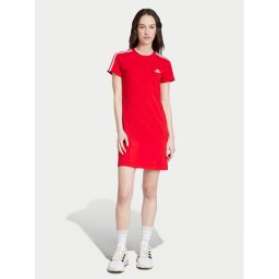 adidas Hétköznapi ruha Essentials 3-Stripes IY4245 Piros Slim Fit