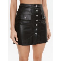 Morgan Bőr szoknya 232-JSTEEL Fekete Slim Fit