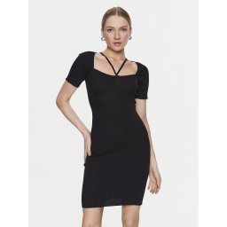 Simple Kötött ruha SUD003 Fekete Slim Fit