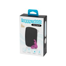 Happyrabbit Cock Kit - vibrációs péniszgyűrű tárolóval (lila)
