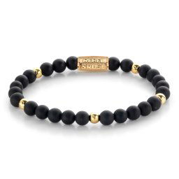 Rebel and Rose - Matt fekete Madonna, arany karkötő, unisex divatékszer - (RR-60078-G-XS)