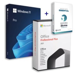Windows 11 Pro (Retail) + Office 2021 Professional Plus (Online aktiválás) + Panda Dome Essential (3 eszköz / 1 év) Family Pack (Elektronikus licenc)