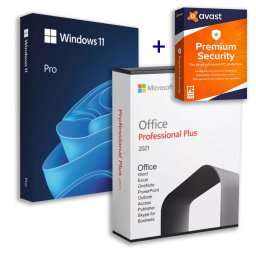 Windows 11 Pro (Retail) + Office 2021 Professional Plus (Online aktiválás) + Avast Premium Security (1 eszköz / 1 év) (Elektronikus licenc)