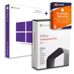 Windows 10 Pro (Retail) + Office 2021 Professional Plus (Online aktiválás) + Avast Premium Security (1 eszköz / 1 év) (Elektronikus licenc)