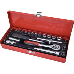 EXTOL PREMIUM dugókulcs klt., CV., racsnis 45fog ; 1/4' 30db, normál (4-14mm) dugófejek, bitdugófej (-, +, imbusz, torx), fém do