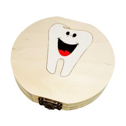 Tejfogtartó, fogdoboz festett tejfogacska - MEGSZŰNŐ TERMÉK, UTOLSÓ DARABOK!