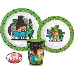 Minecraft étkészlet, micro műanyag szett 260 ml-es pohárral Nr1