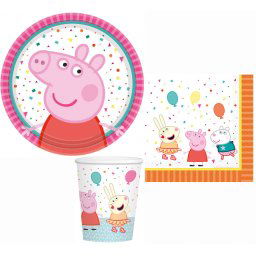 Peppa malac party szett 32 DARABOS,18 cm-es tányérral