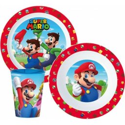 Super Mario étkészlet, micro műanyag szett 260 ml-es pohárral Nr1