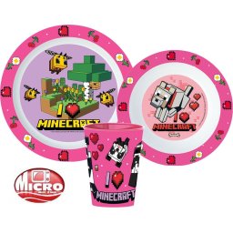 minecraft étkészlet, micro műanyag szett 260 ml-es pohárral Nr2