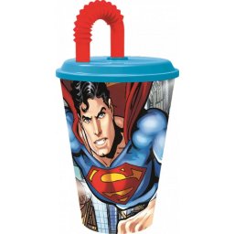 Superman szívószálas műanyag pohár 430 ml Nr 01