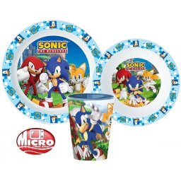Sonic a sündisznó étkészlet, micro műanyag szett 260 ml-es pohárral Nr1