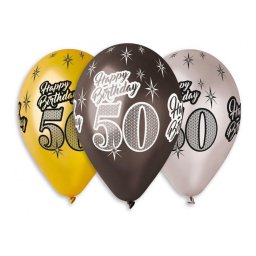 Happy Birthday 50 Metallic léggömb, lufi 5 DARABOS 30 cm
