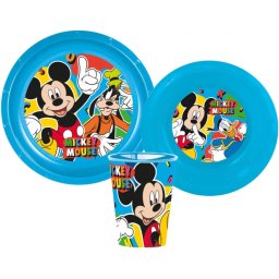 Mickey étkészlet, műanyag szett 260 ml-es pohárral Nr1