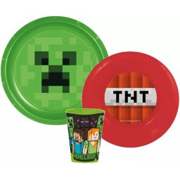 Minecraft étkészlet, műanyag szett 260 ml-es pohárral Nr1