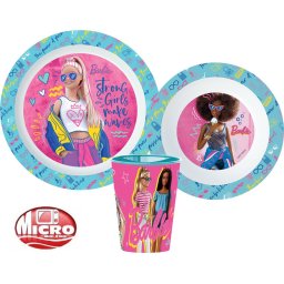 Barbie étkészlet, micro műanyag szett 260 ml-es pohárral Nr1