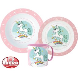 Unikornis étkészlet, micro műanyag szett 265 ml-es bögrével Nr1