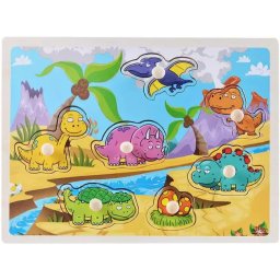 Fogantyús fa puzzle, fogós puzzle, kirakó 30x23 cm - Dínók Nr1