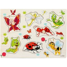 Fogantyús fa puzzle, fogós puzzle, kirakó 30x23 cm - Bogarak és rovarok Nr2