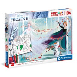 Disney Jégvarázs Puzzle 104 Double face colouring frozen - Clementoni