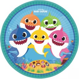 Baby Shark papírtányér, party tányér 8 DARABOS, 23 cm Nr1
