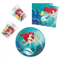 Disney Hercegnők, Ariel Curious party szett 36 DARABOS, 23 cm-es tányérral