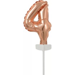 Rose Gold 4-es szám fólia léggömb, lufi tortára 13 cm